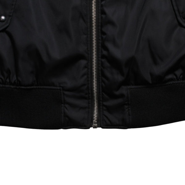 Very Good Condition PRADA Re-Nylon Triangle Logo Plate MA-1 Bomber Jacket Black Size M Used 4a004696
