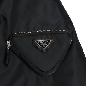 Very Good Condition PRADA Re-Nylon Triangle Logo Plate MA-1 Bomber Jacket Black Size M Used 4a004696