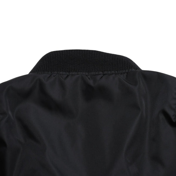 Very Good Condition PRADA Re-Nylon Triangle Logo Plate MA-1 Bomber Jacket Black Size M Used 4a004696