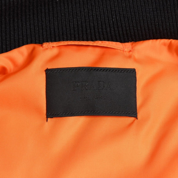 Very Good Condition PRADA Re-Nylon Triangle Logo Plate MA-1 Bomber Jacket Black Size M Used 4a004696