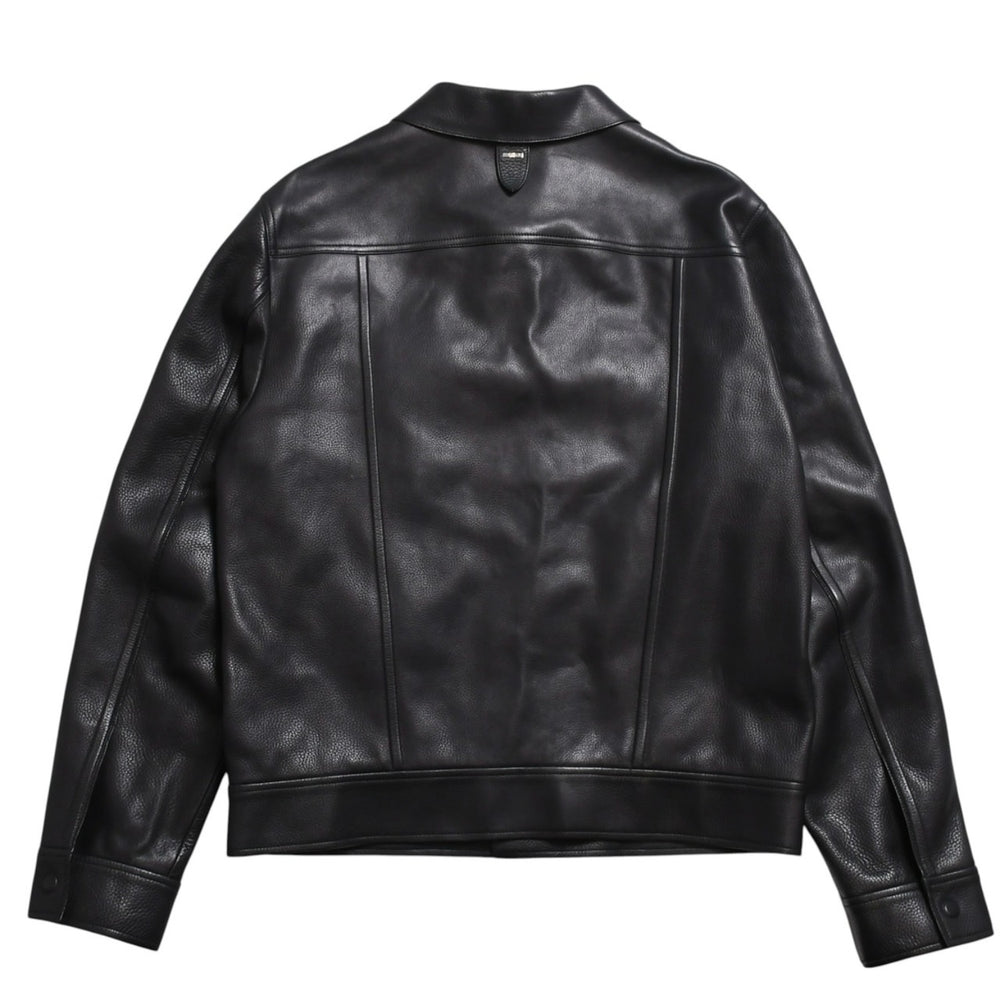 LOUIS VUITTON Black leather trucker jacket HHL44EQXS 3rd type Black 50 size Silver hardware Good condition Used 4a003314