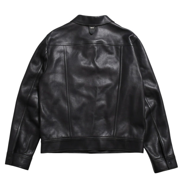LOUIS VUITTON Black leather trucker jacket HHL44EQXS 3rd type Black 50 size Silver hardware Good condition Used 4a003314