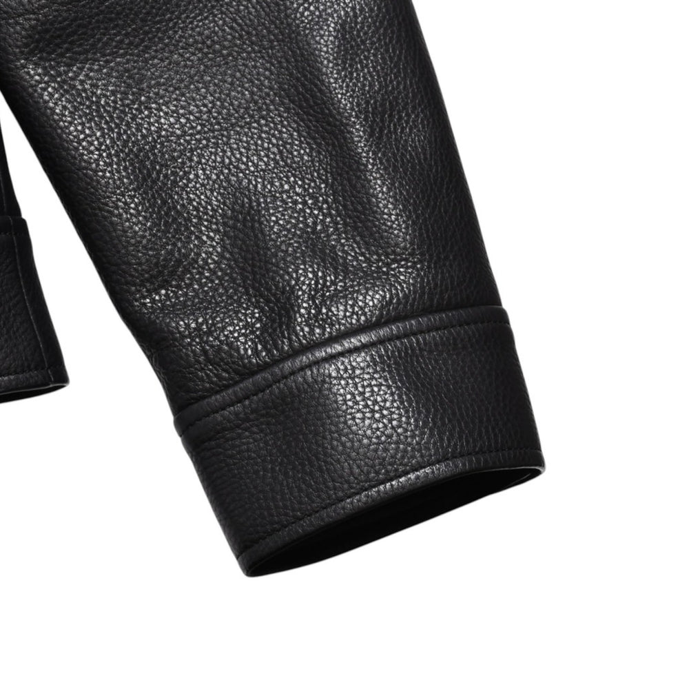 LOUIS VUITTON ルイヴィトン ブラックレザー トラッカージャケット HHL44EQXS 3rdタイプ ブラック 50サイズ シルバー金具 美品 中古 4a003314