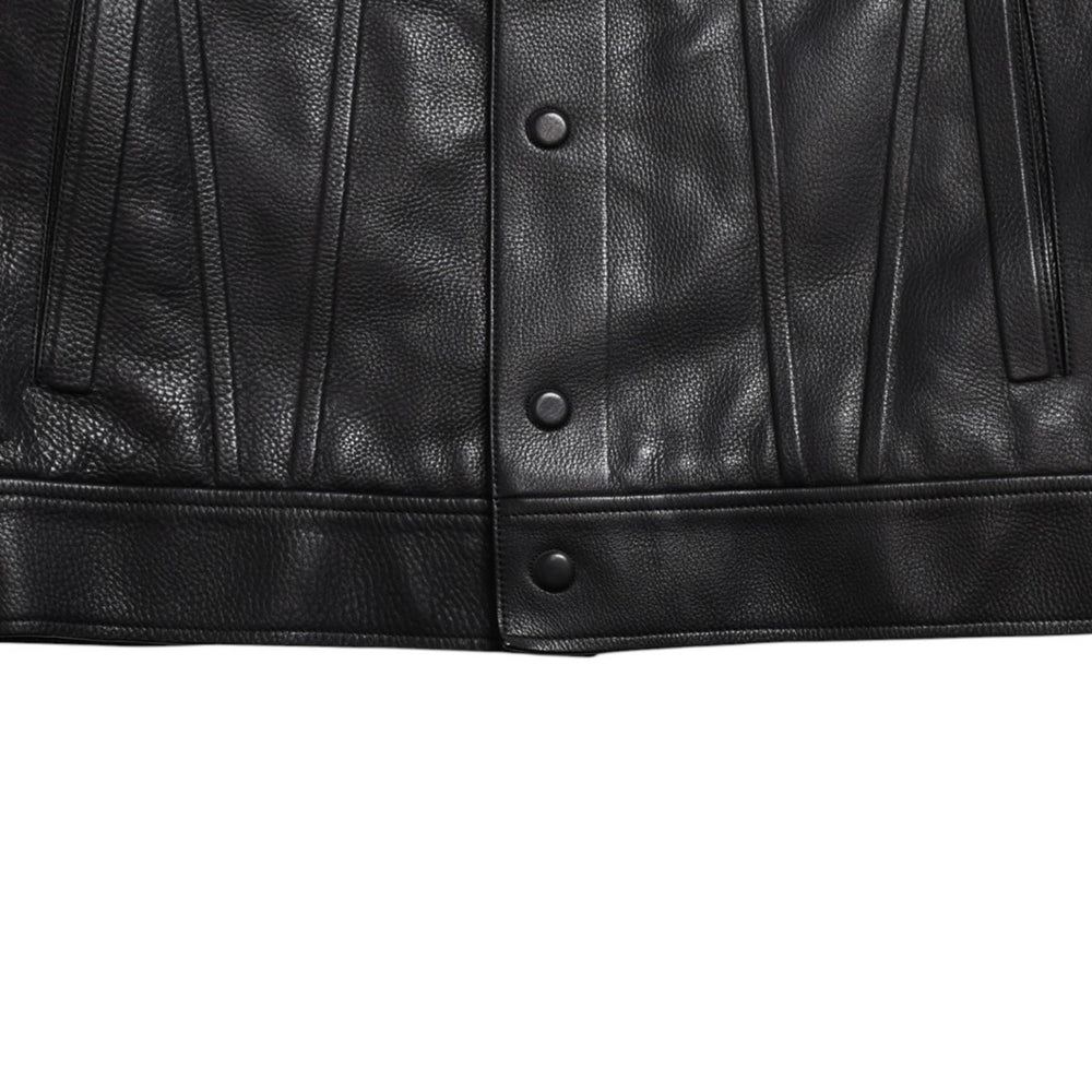 LOUIS VUITTON ルイヴィトン ブラックレザー トラッカージャケット HHL44EQXS 3rdタイプ ブラック 50サイズ シルバー金具 美品 中古 4a003314