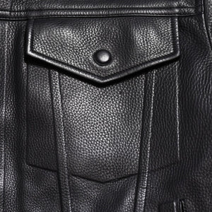 LOUIS VUITTON Black leather trucker jacket HHL44EQXS 3rd type Black 50 size Silver hardware Good condition Used 4a003314
