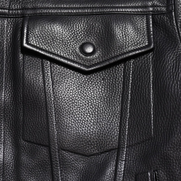 LOUIS VUITTON Black leather trucker jacket HHL44EQXS 3rd type Black 50 size Silver hardware Good condition Used 4a003314