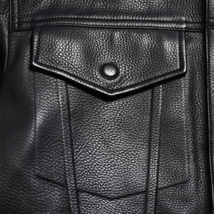 LOUIS VUITTON Black leather trucker jacket HHL44EQXS 3rd type Black 50 size Silver hardware Good condition Used 4a003314