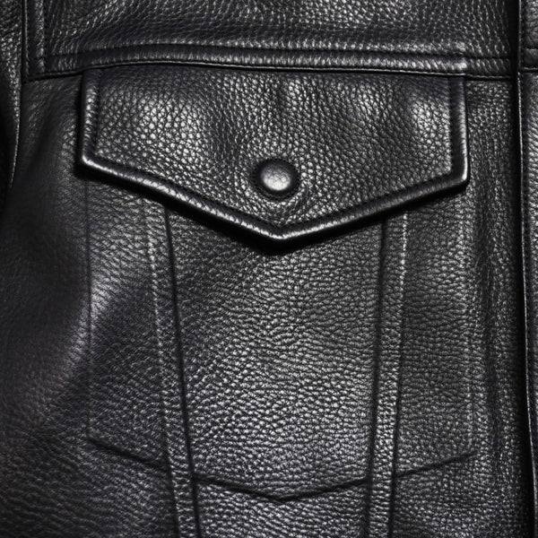 LOUIS VUITTON Black leather trucker jacket HHL44EQXS 3rd type Black 50 size Silver hardware Good condition Used 4a003314