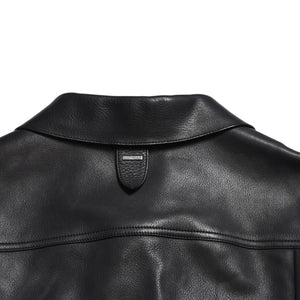 LOUIS VUITTON Black leather trucker jacket HHL44EQXS 3rd type Black 50 size Silver hardware Good condition Used 4a003314