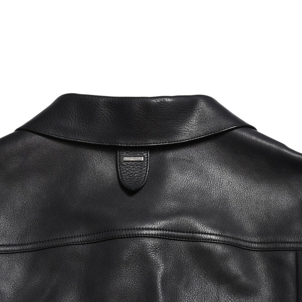 LOUIS VUITTON Black leather trucker jacket HHL44EQXS 3rd type Black 50 size Silver hardware Good condition Used 4a003314