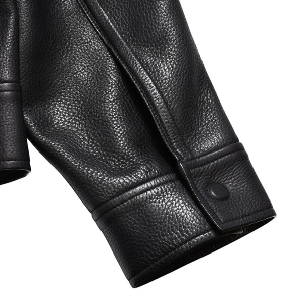 LOUIS VUITTON Black leather trucker jacket HHL44EQXS 3rd type Black 50 size Silver hardware Good condition Used 4a003314