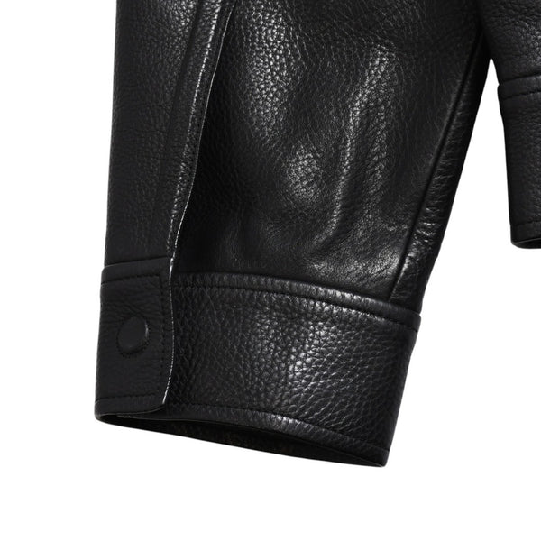 LOUIS VUITTON Black leather trucker jacket HHL44EQXS 3rd type Black 50 size Silver hardware Good condition Used 4a003314
