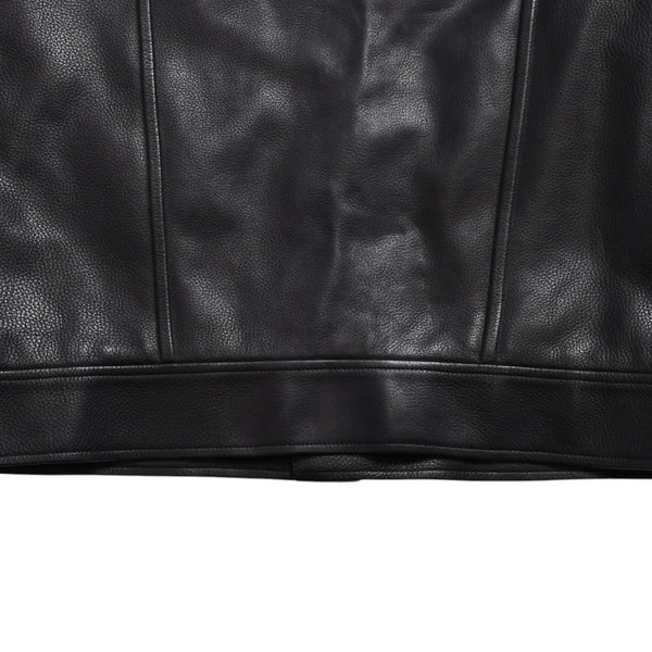 LOUIS VUITTON Black leather trucker jacket HHL44EQXS 3rd type Black 50 size Silver hardware Good condition Used 4a003314