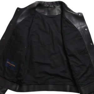 LOUIS VUITTON Black leather trucker jacket HHL44EQXS 3rd type Black 50 size Silver hardware Good condition Used 4a003314
