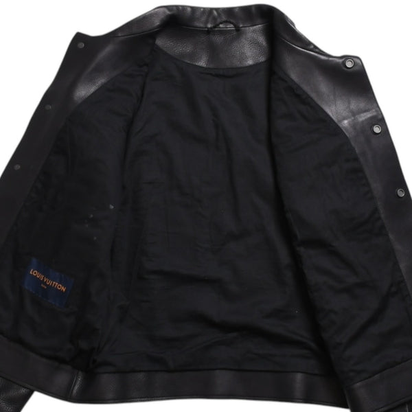 LOUIS VUITTON Black leather trucker jacket HHL44EQXS 3rd type Black 50 size Silver hardware Good condition Used 4a003314