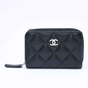 Very good condition CHANEL Coin case Coin purse Random number Coco mark Caviar skin Black Silver hardware Used 4a004718