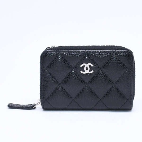 Very good condition CHANEL Coin case Coin purse Random number Coco mark Caviar skin Black Silver hardware Used 4a004718