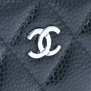 Very good condition CHANEL Coin case Coin purse Random number Coco mark Caviar skin Black Silver hardware Used 4a004718