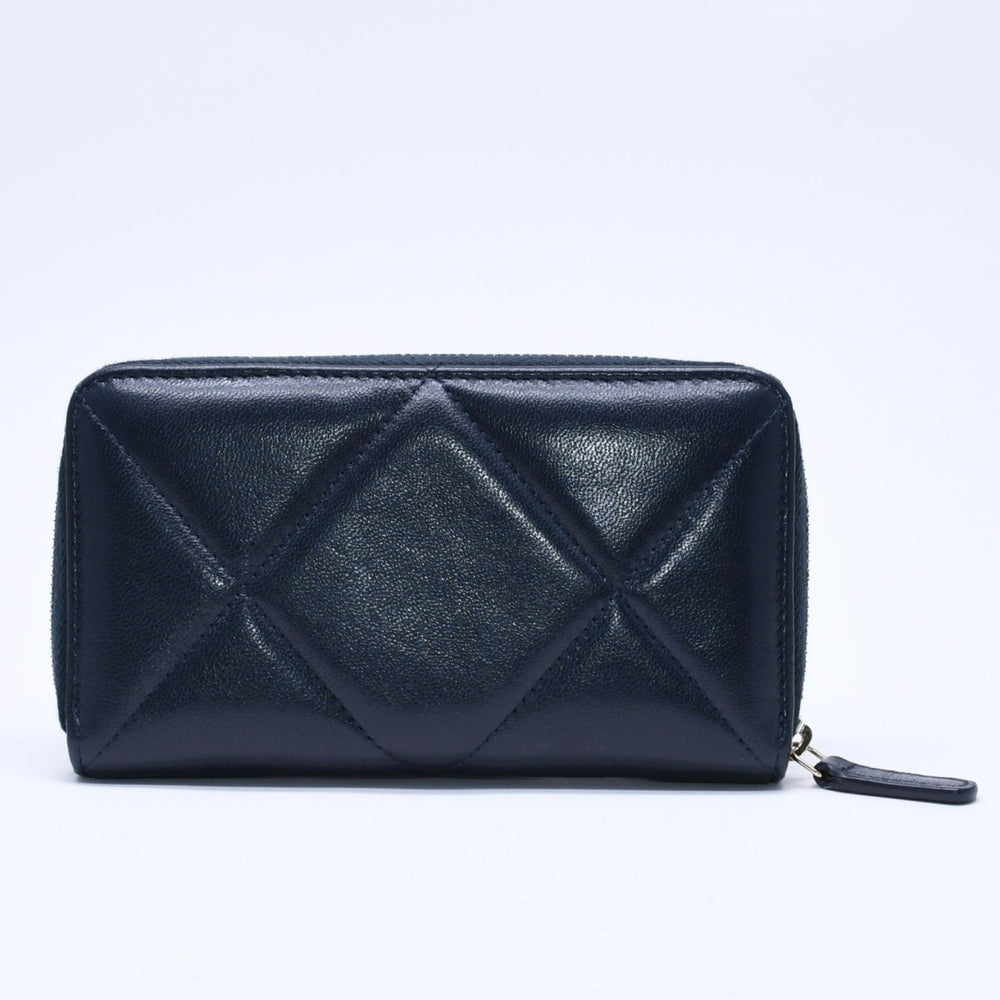 極美品 CHANEL シャネル CHANEL19 コインケース 小銭入れ 29番台 ココマーク ラムスキン ネイビー ゴールド金具 中古 4a004716