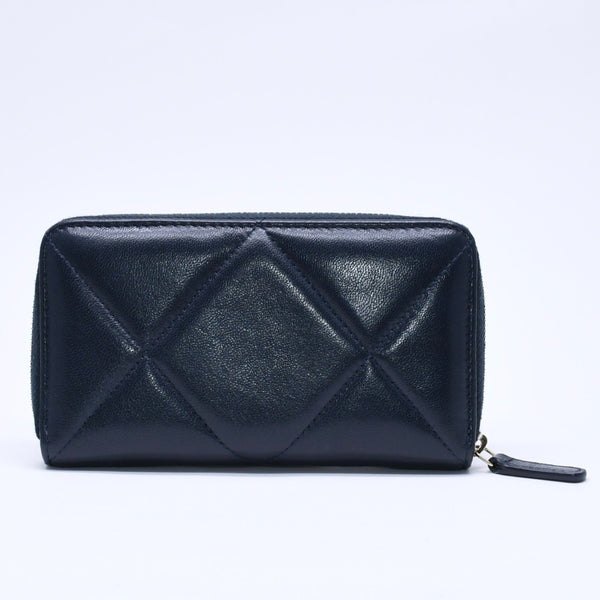 極美品 CHANEL シャネル CHANEL19 コインケース 小銭入れ 29番台 ココマーク ラムスキン ネイビー ゴールド金具 中古 4a004716