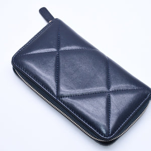極美品 CHANEL シャネル CHANEL19 コインケース 小銭入れ 29番台 ココマーク ラムスキン ネイビー ゴールド金具 中古 4a004716
