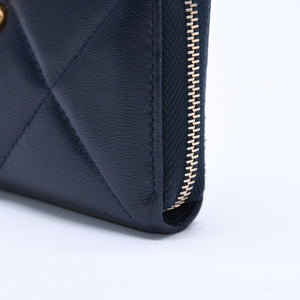 極美品 CHANEL シャネル CHANEL19 コインケース 小銭入れ 29番台 ココマーク ラムスキン ネイビー ゴールド金具 中古 4a004716