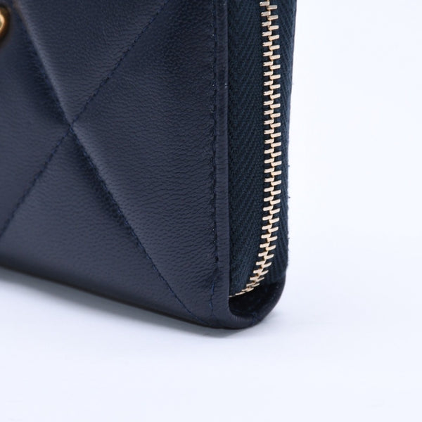 極美品 CHANEL シャネル CHANEL19 コインケース 小銭入れ 29番台 ココマーク ラムスキン ネイビー ゴールド金具 中古 4a004716