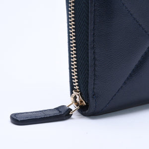 極美品 CHANEL シャネル CHANEL19 コインケース 小銭入れ 29番台 ココマーク ラムスキン ネイビー ゴールド金具 中古 4a004716