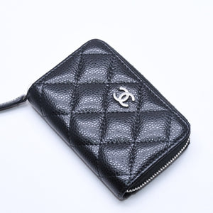 Very good condition CHANEL Coin case Coin purse Random number Coco mark Caviar skin Black Silver hardware Used 4a004718