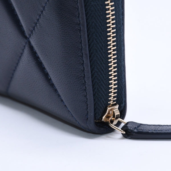 極美品 CHANEL シャネル CHANEL19 コインケース 小銭入れ 29番台 ココマーク ラムスキン ネイビー ゴールド金具 中古 4a004716