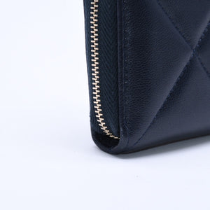 極美品 CHANEL シャネル CHANEL19 コインケース 小銭入れ 29番台 ココマーク ラムスキン ネイビー ゴールド金具 中古 4a004716