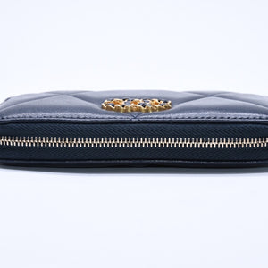 極美品 CHANEL シャネル CHANEL19 コインケース 小銭入れ 29番台 ココマーク ラムスキン ネイビー ゴールド金具 中古 4a004716