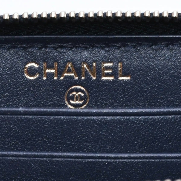 極美品 CHANEL シャネル CHANEL19 コインケース 小銭入れ 29番台 ココマーク ラムスキン ネイビー ゴールド金具 中古 4a004716