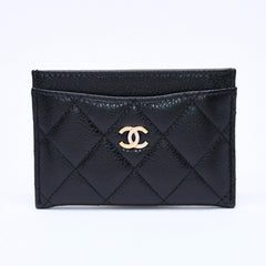 Very Good Condition CHANEL Card Case No. 26 Coco Mark Caviar Skin Black Burgundy Gold Hardware Used 4a004760