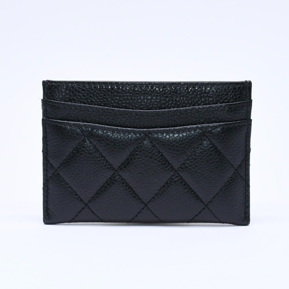 極美品 CHANEL シャネル カードケース 26番台 ココマーク キャビアスキン ブラック バーガンディ ゴールド金具 中古 4a004760