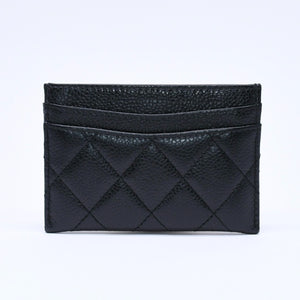 Very Good Condition CHANEL Card Case No. 26 Coco Mark Caviar Skin Black Burgundy Gold Hardware Used 4a004760