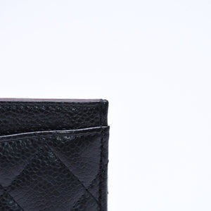 Very Good Condition CHANEL Card Case No. 26 Coco Mark Caviar Skin Black Burgundy Gold Hardware Used 4a004760