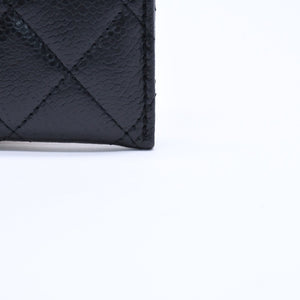 Very Good Condition CHANEL Card Case No. 26 Coco Mark Caviar Skin Black Burgundy Gold Hardware Used 4a004760