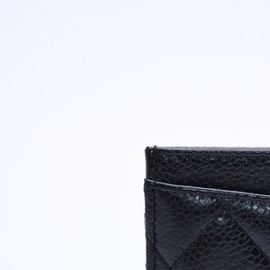 Very Good Condition CHANEL Card Case No. 26 Coco Mark Caviar Skin Black Burgundy Gold Hardware Used 4a004760