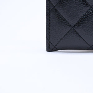 Very Good Condition CHANEL Card Case No. 26 Coco Mark Caviar Skin Black Burgundy Gold Hardware Used 4a004760