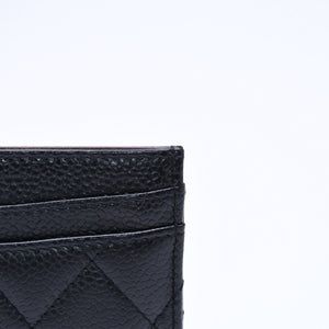 Very Good Condition CHANEL Card Case No. 26 Coco Mark Caviar Skin Black Burgundy Gold Hardware Used 4a004760