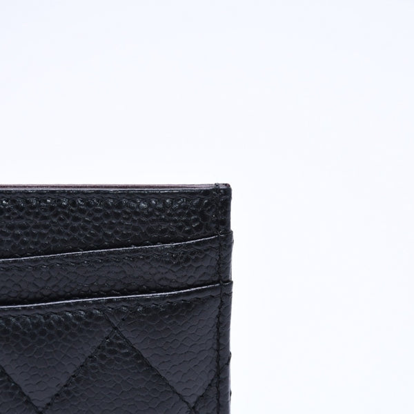 Very Good Condition CHANEL Card Case No. 26 Coco Mark Caviar Skin Black Burgundy Gold Hardware Used 4a004760
