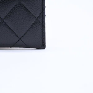 Very Good Condition CHANEL Card Case No. 26 Coco Mark Caviar Skin Black Burgundy Gold Hardware Used 4a004760