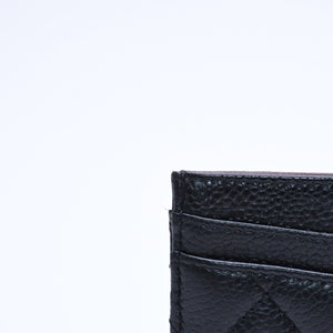 Very Good Condition CHANEL Card Case No. 26 Coco Mark Caviar Skin Black Burgundy Gold Hardware Used 4a004760