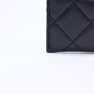 Very Good Condition CHANEL Card Case No. 26 Coco Mark Caviar Skin Black Burgundy Gold Hardware Used 4a004760