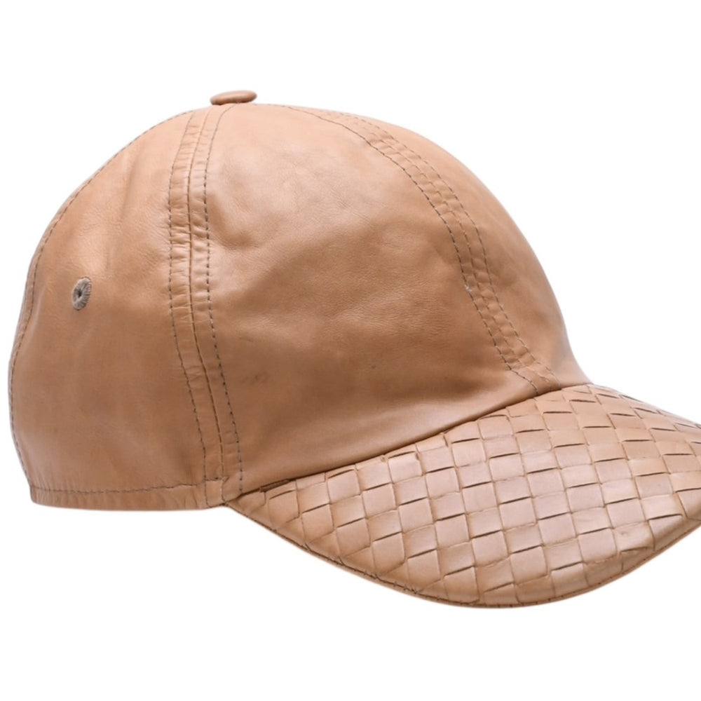 BOTTEGA VENETA Bottega Veneta Cap Intrecciato Brown Beige Leather Good Condition Used 4a004740