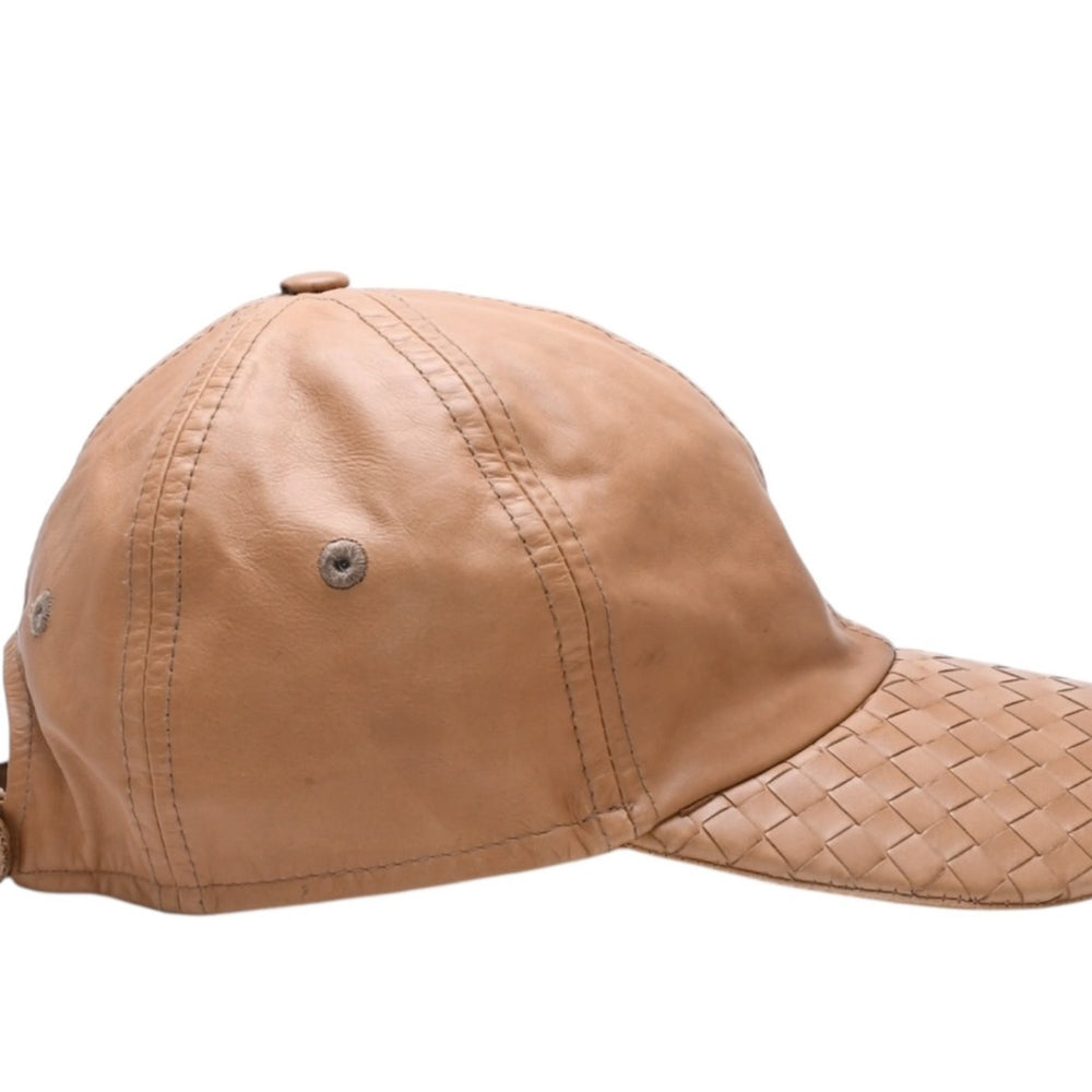 BOTTEGA VENETA Bottega Veneta Cap Intrecciato Brown Beige Leather Good Condition Used 4a004740
