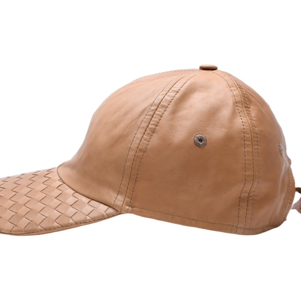 BOTTEGA VENETA Bottega Veneta Cap Intrecciato Brown Beige Leather Good Condition Used 4a004740