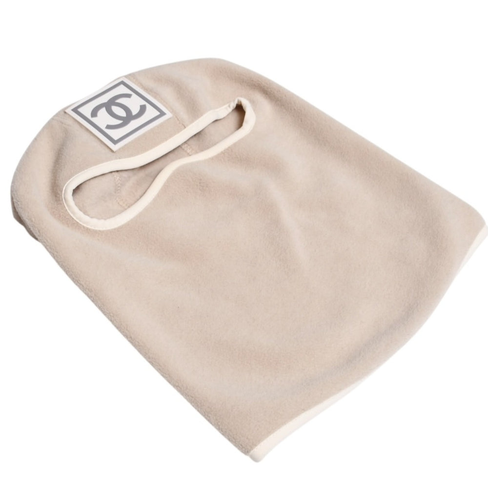 Very Good Condition CHANEL Sportsline Balaclava Ski Mask Size M Coco Mark Patch Polyester Beige Used 4a004763