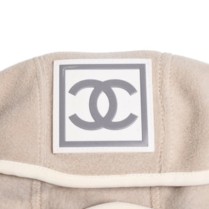 極美品 CHANEL シャネル スポーツライン バラクラバ スキーマスク サイズM ココマークパッチ ポリエステル ベージュ 中古 4a004763